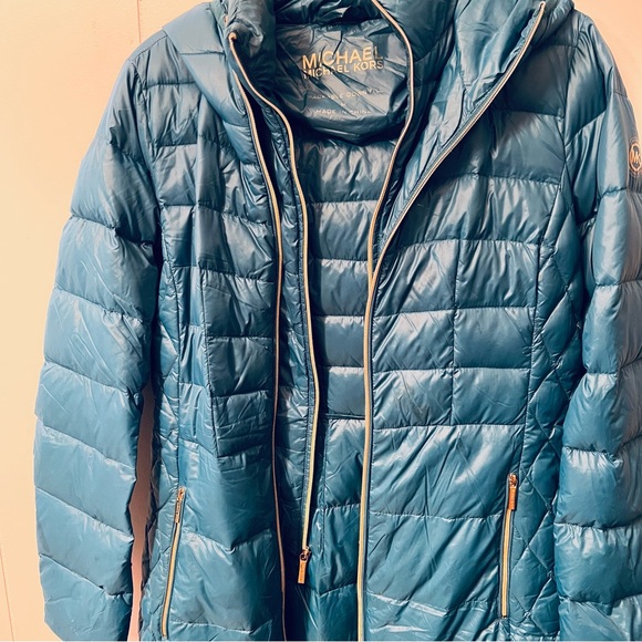 Michael Kors Peacock Blue Down Jacket size M - Picture 3 of 9